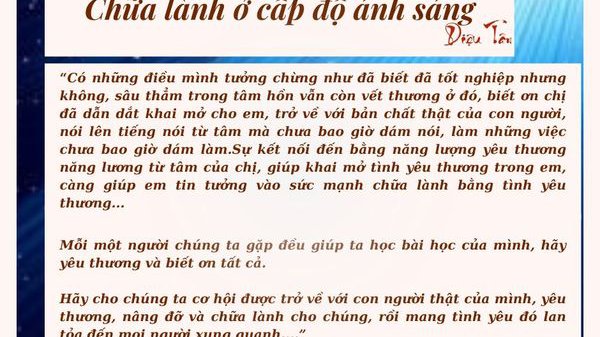 CHỮA LÀNH CẤP ĐỘ ÁNH SÁNG